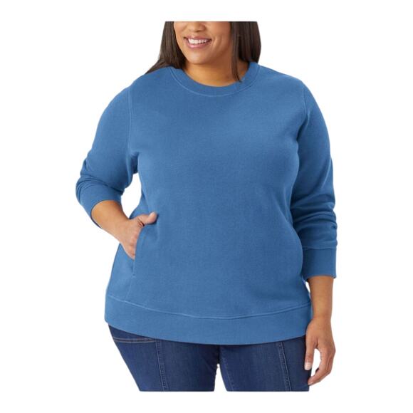 Duluth Trading Company Women's Plus XXL Ribbed Crewneck Preppy Lounge Sweatshirt - Picture 1 of 12